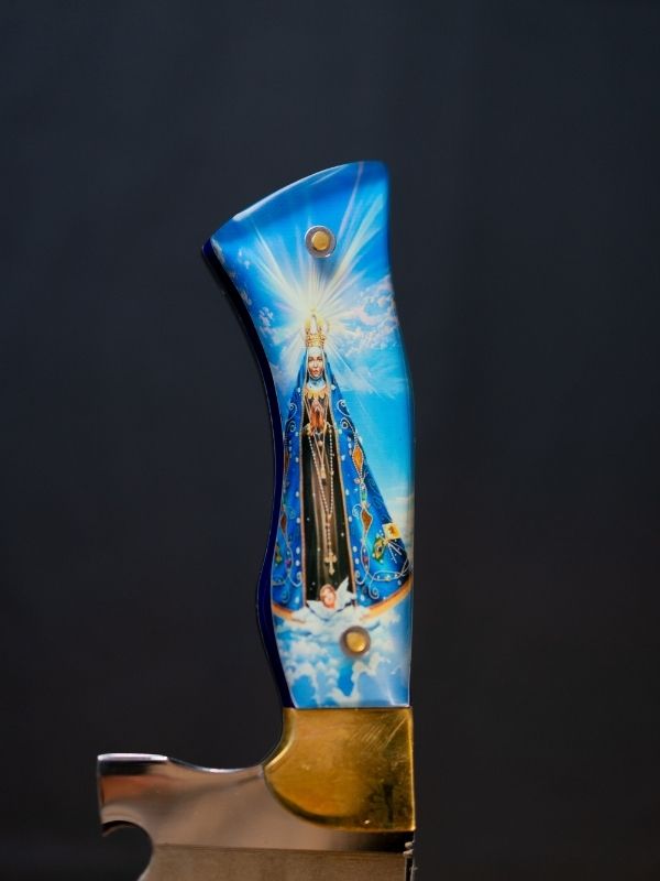 Faca Picanheira Nossa Senhora - Cabo Céu Azul c/Imagem Nossa Senhora