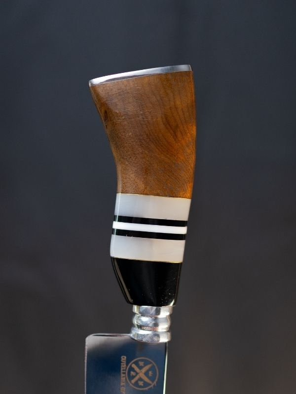 Faca Picanheira Slim 8 Polegadas - Cabo Madeira, Preto e Branco