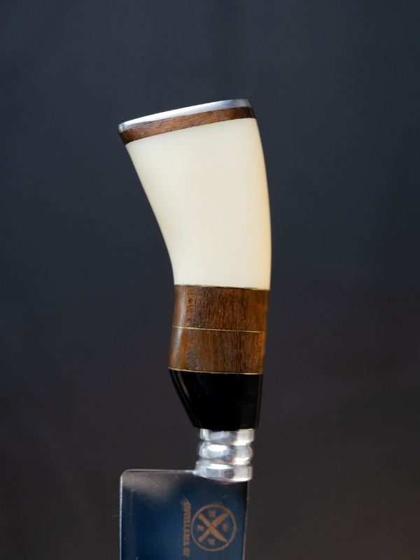 Faca Picanheira Slim 9 Polegadas - Cabo Madeira, Branco e Preto
