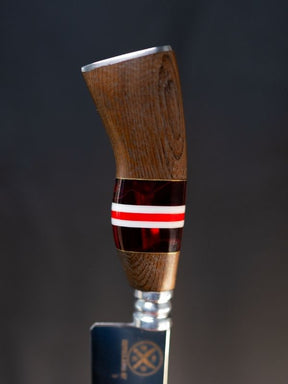 Faca Picanheira Slim 7 Polegadas - Cabo Madeira, Vermelho c/Listras Brancas