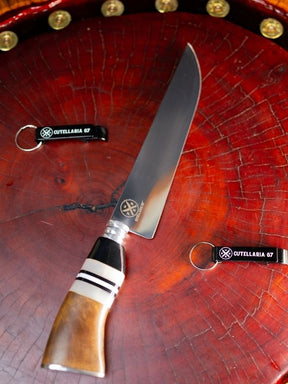 Faca Picanheira Slim 8 Polegadas - Cabo Madeira, Preto e Branco