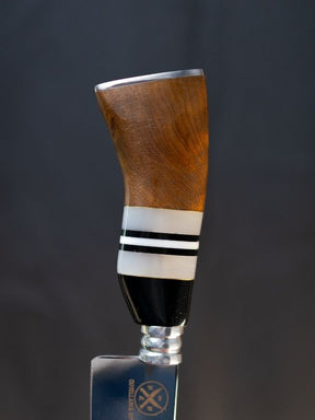 Faca Picanheira Slim 8 Polegadas - Cabo Madeira, Preto e Branco
