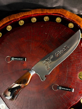 Faca Picanheira Armas - Glock Cabo Transparente e Madeira