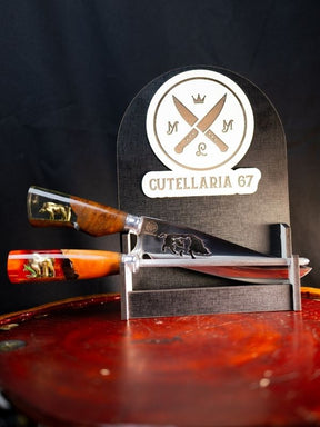 Kit Churrasco Cabo Resinado - Cabo Madeira e Transparente c/Miniatura Javali