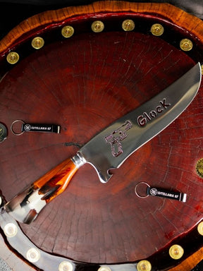 Faca Picanheira Armas - Glock Cabo Transparente e Madeira