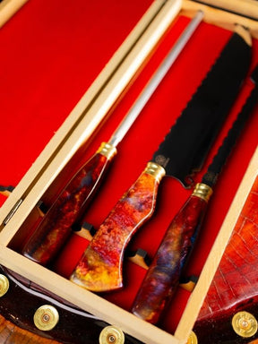 Kit Churrasco Cabo Resinado - Cabo Pedra Vermelha